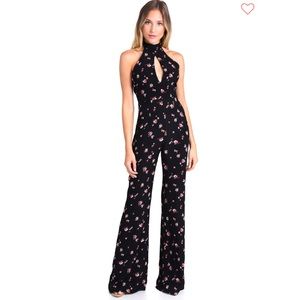 Flynn Skye Elaina dark bloom halter jumpsuit NWT
